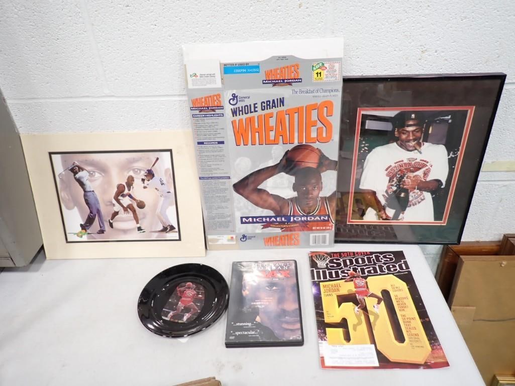 Michael Jordan Collectibles Lot incl Framed 1997 8"x10" Photo, 8"x10" 3 Sport Photo, Plate, DVD Max, (1 of 7)