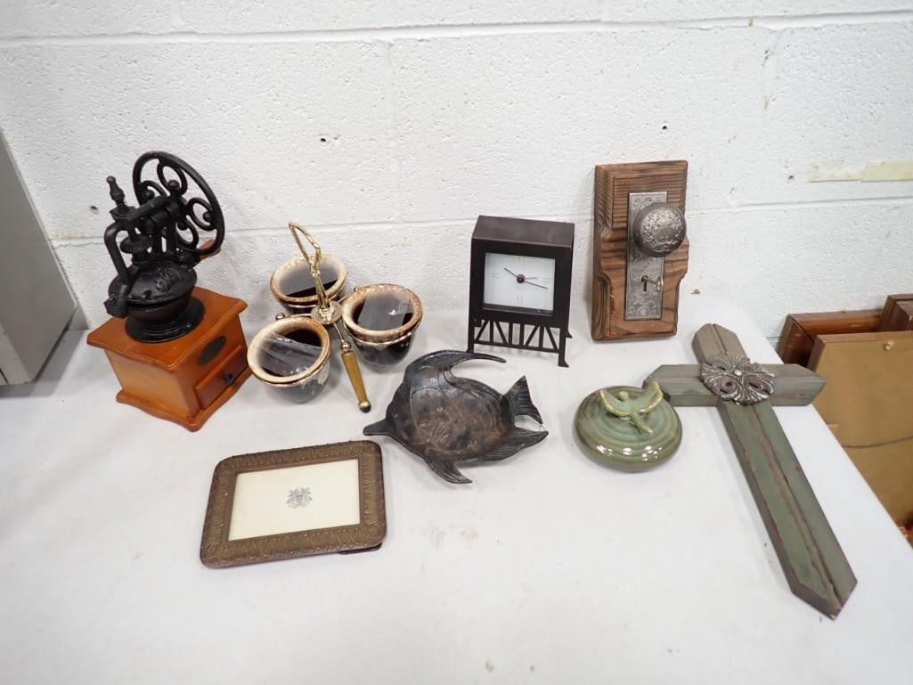 Home Decor Lot incl Decorative Coffee Grinder, Coast Guard Metal Frame, (1 of 10)