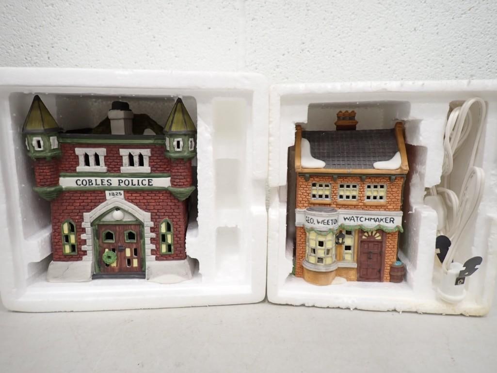2 Dept 56 Buildings incl Cobles Police Station and Geo Weeton Watchmaker Dickens Village Series (1 of 6)