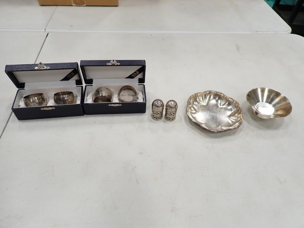 Silver Lot including Napkin Rings, Plates, Salt and Pepper Shakers (1 of 16)
