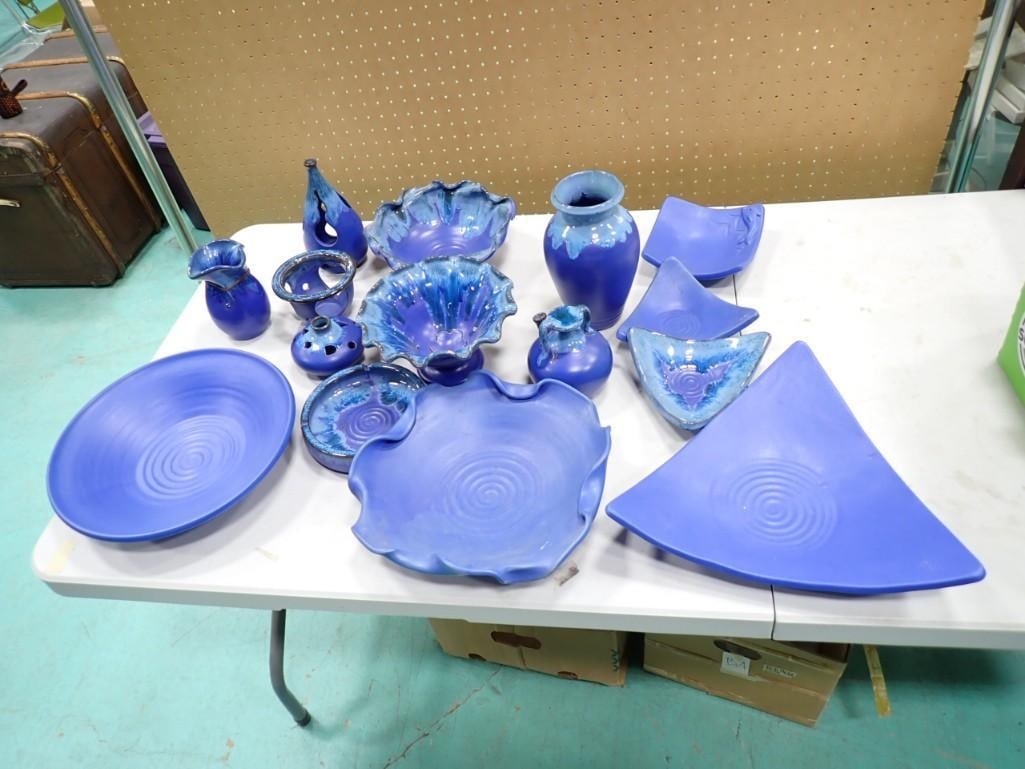 Hand Made Greek Blue Ceramic Decorative Dishes with Spiral Pattern (1 of 15)