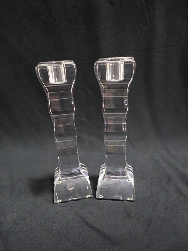 Pair of Swedish Orrefors Crystal Candle Stick Holders (1 of 6)
