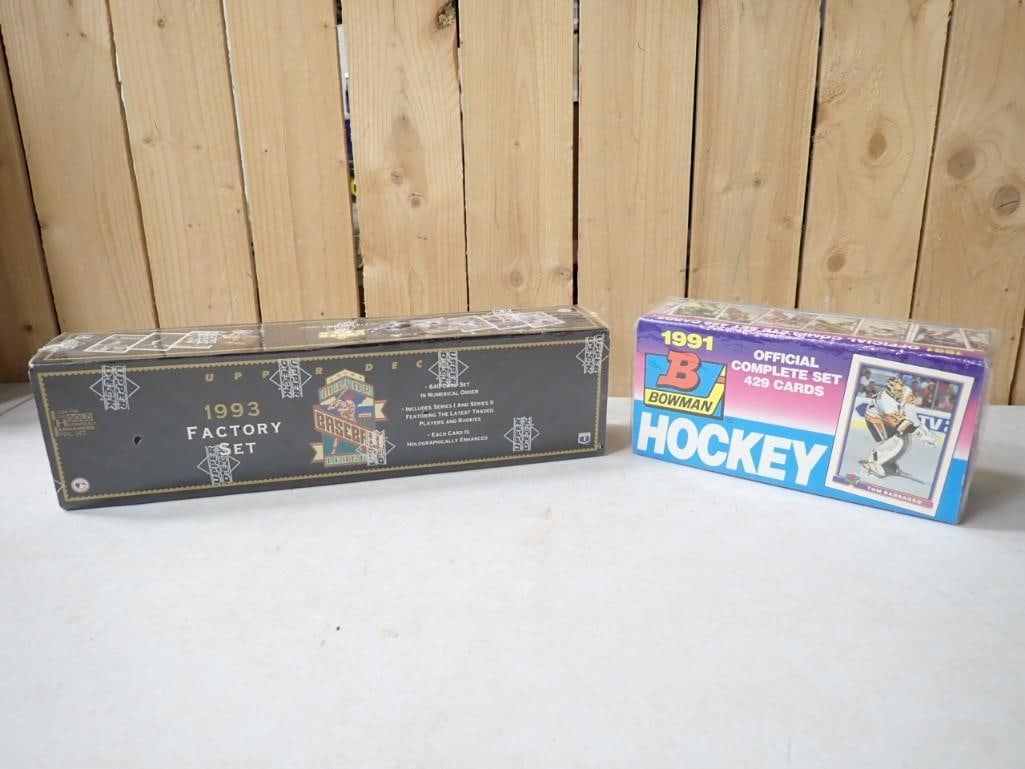 Sealed Sports Cards incl 1991 Bowman Hockey Complete Set and 1993 Upper Deck Factory Set Baseball Ca (1 of 10)