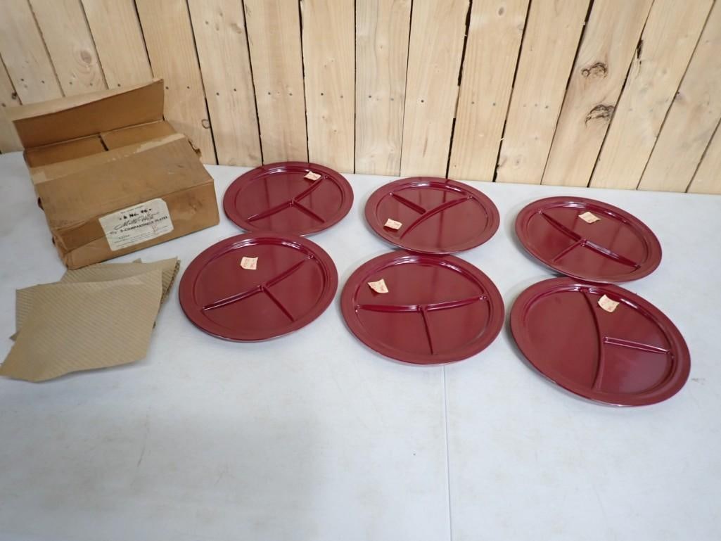 6 Mallo-Ware 3 Compartment Plates with original Box - 9.5" Plates (1 of 6)