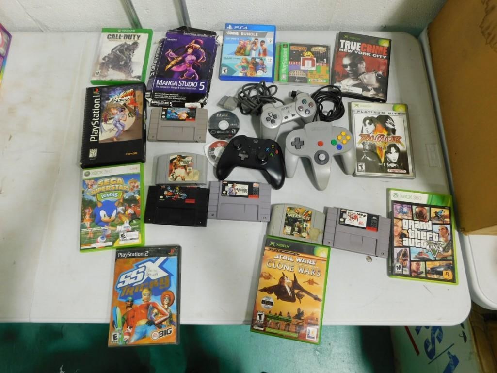 Video Games Lot including Controllers, SNES, Nintendo 64, PlayStation, Xbox One, PS4 (1 of 6)