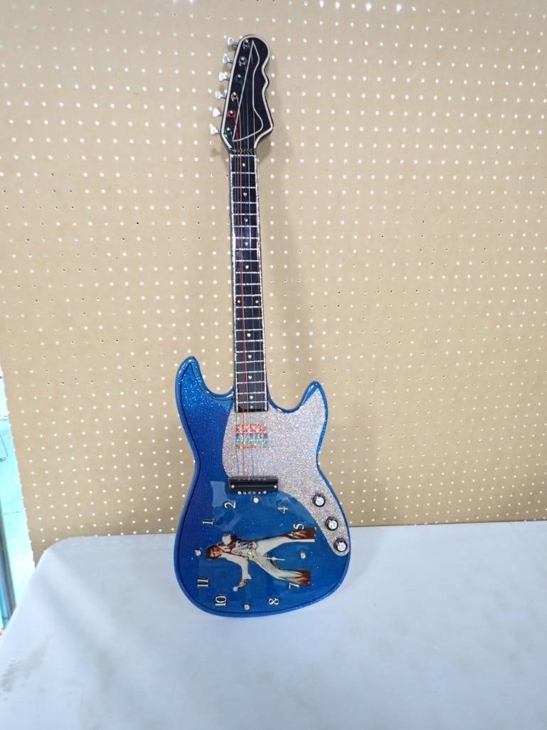Elvis Presley Guitar Clock Wall Hanging - It works, but may need a new battery (1 of 5)
