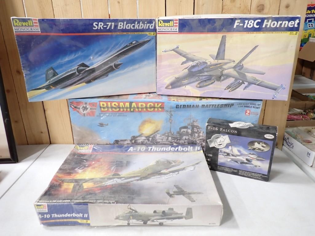 Assorted Model Kits including Revell Monogram SR-71 Blackbird F-18C Hornet (1 of 8)