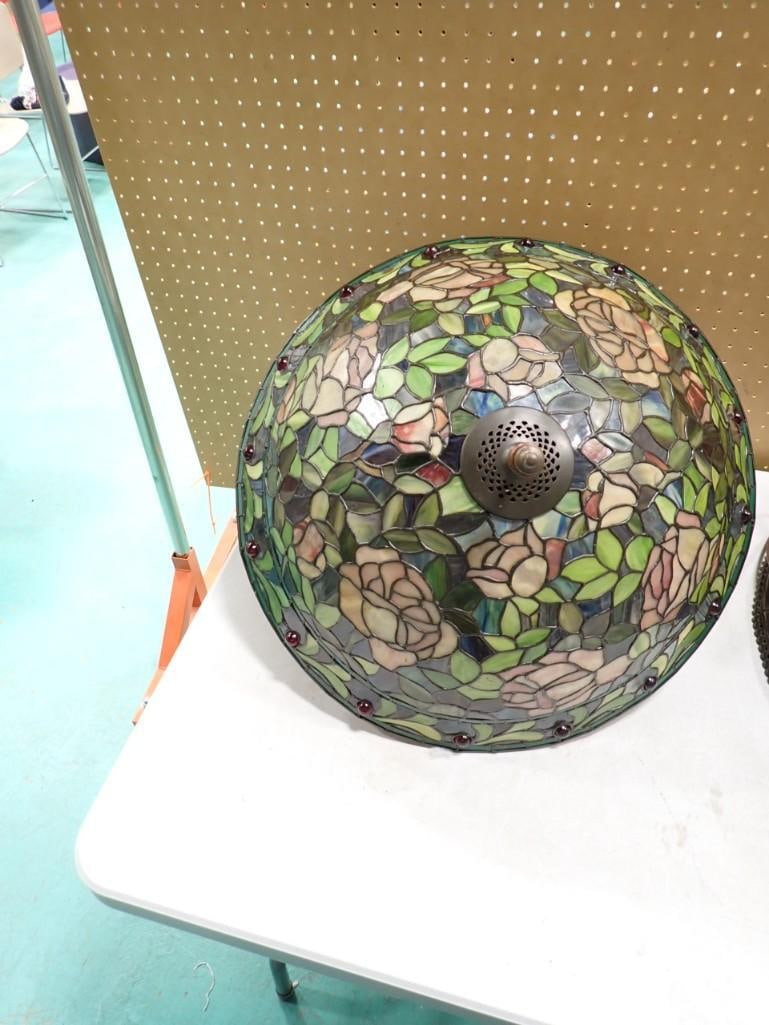 Stained Glass Hanging Lamp with Rose Flower Pattern (1 of 6)