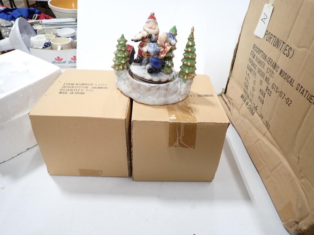 Lot of 8 New in box Ceramic Christmas Santa / Snowman Decorations (1 of 3)