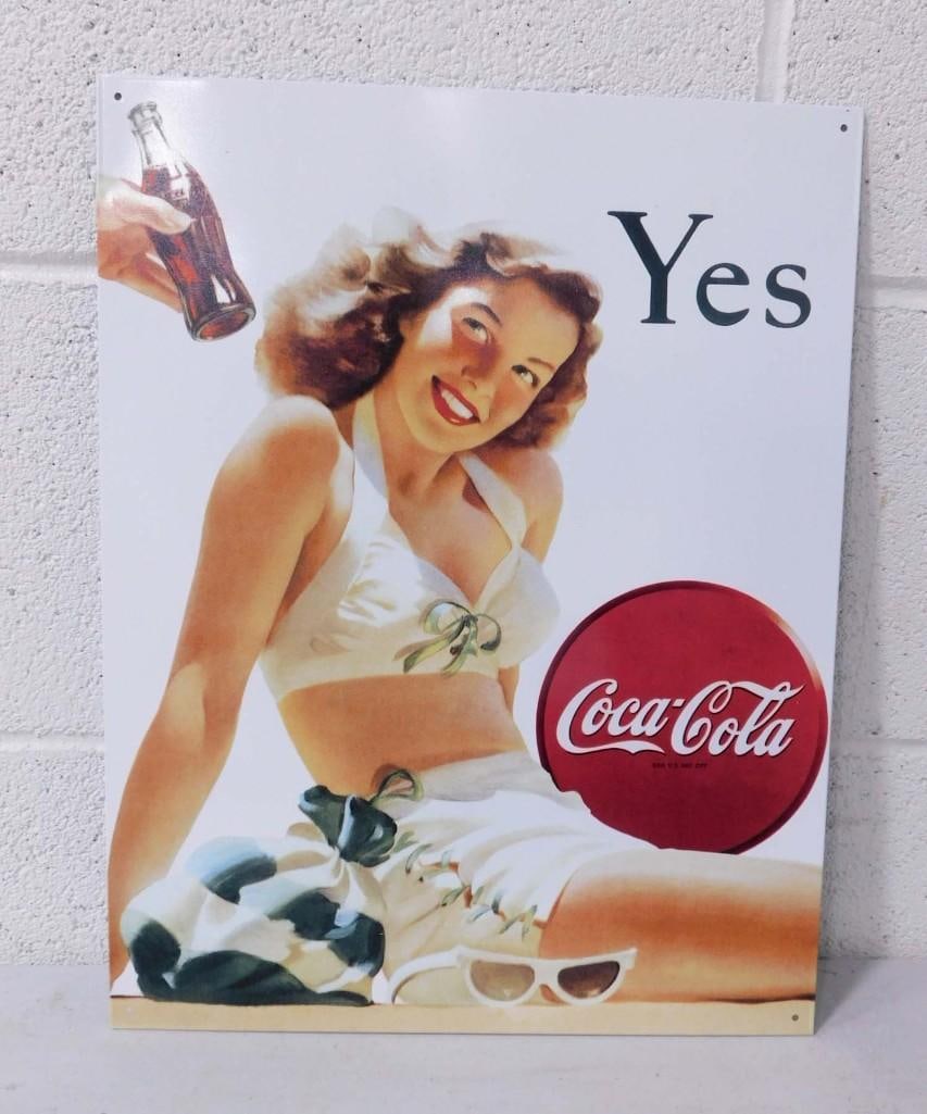 Coca Cola Metal Advertising Sign Yes Modern Retro (1 of 3)