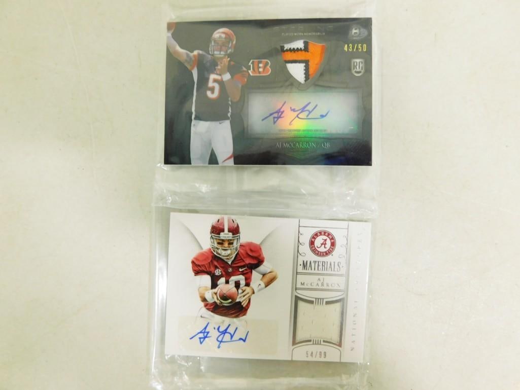 AJ McCarron National Treasures Jersey Autograph and Bowman Sterling Patch Autograph Rookie (1 of 4)