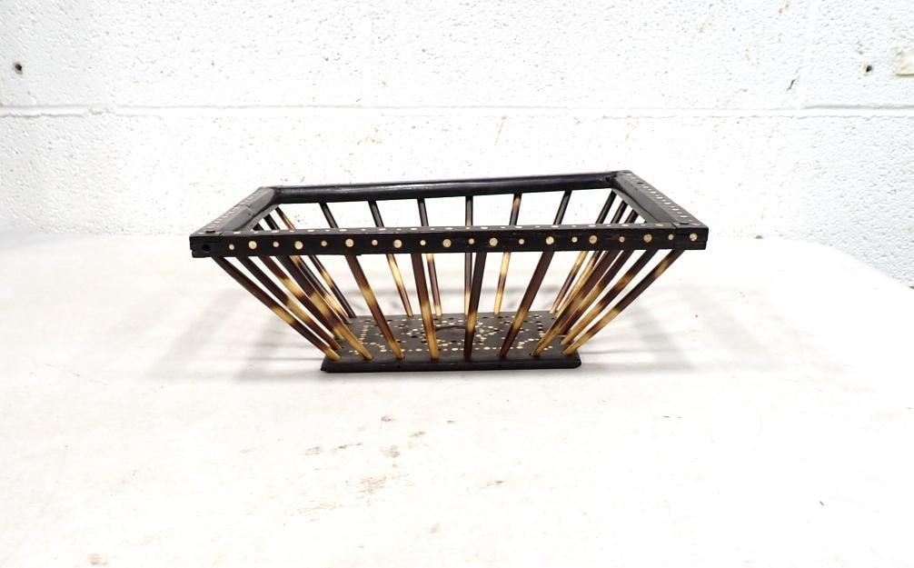 Anglo Indian Porcupine Quill and Wood Basket: Anglo Indian Porcupine Quill and Wood Basket