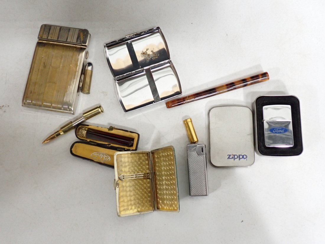 Smoking Lot incl MLC Amber Bakelite and Gold Filled Cigar Holder with Case, Scope Retractable (1 of 4)