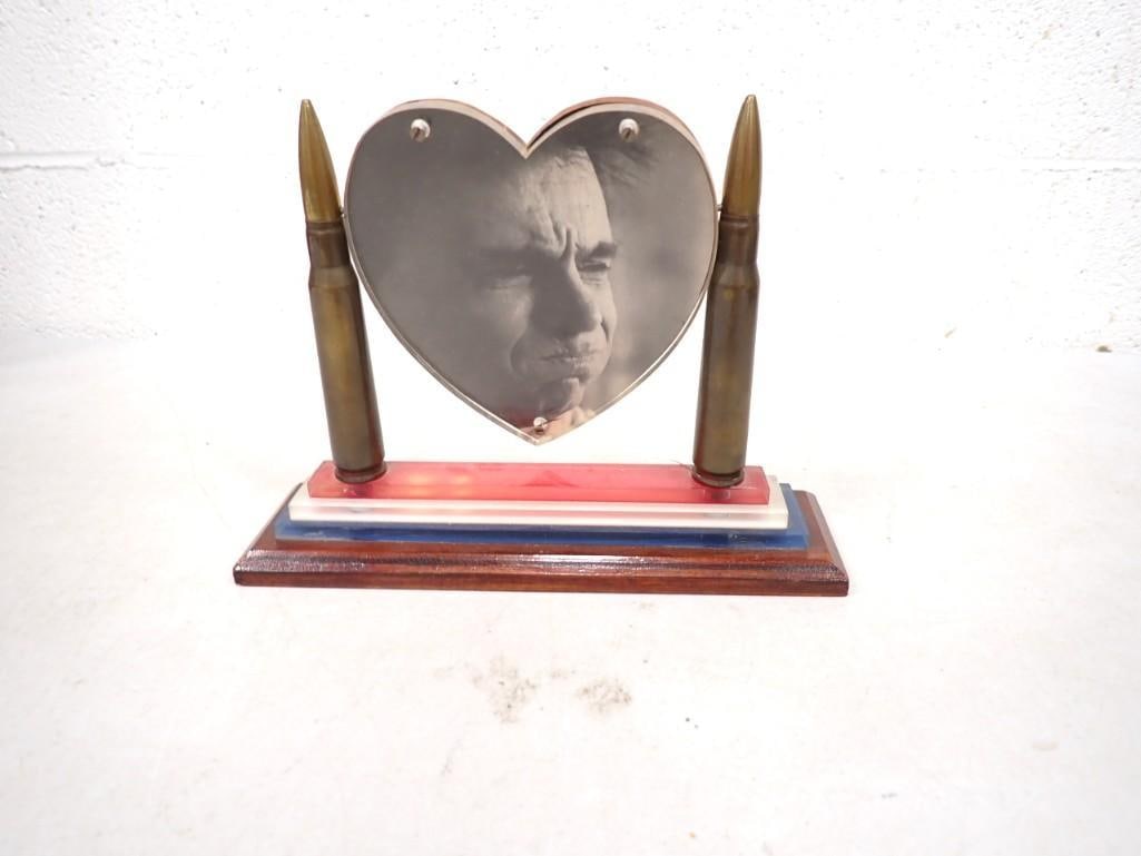 A Trench Art Frame; Red, White, and Blue Lucite and Wood Stepped Base with Bullets (1 of 4)