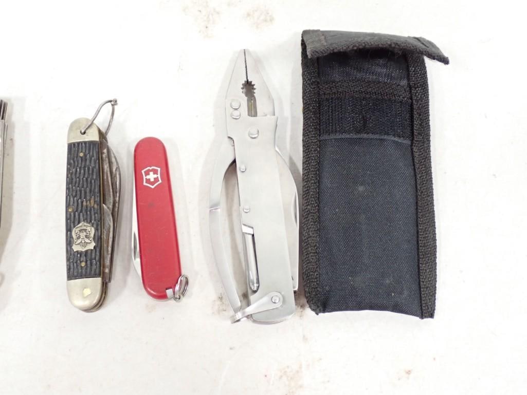 Group of Pocket Knives and Tools incl English Richlands Sheffield Pocket Knife with Mother of Pearl (1 of 4)
