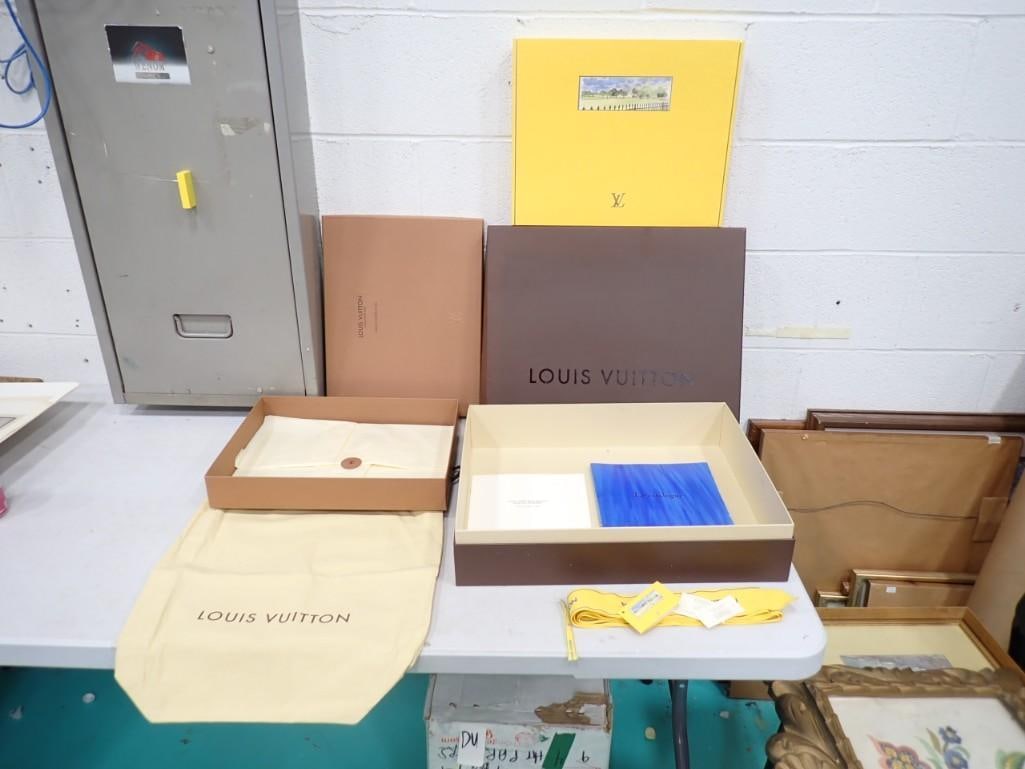 Group of Louis Vuitton incl Brown Outer Box, Light Brown Briefcase Box with Yellow Sleeve, (1 of 9)