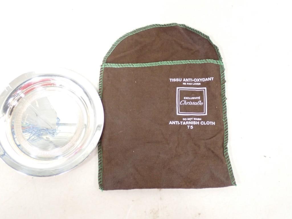 A Christofle Silverplate Wine Coaster with Dustbag: A Christofle Silverplate Wine Coaster with Dustbag