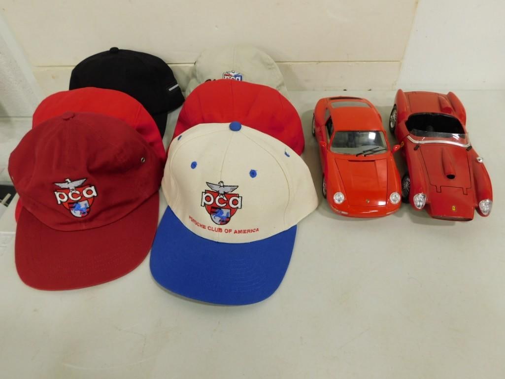 6 Porsche Hats, Red Porsche 911 Model Car, Red Ferrari Model Car (1 of 4)