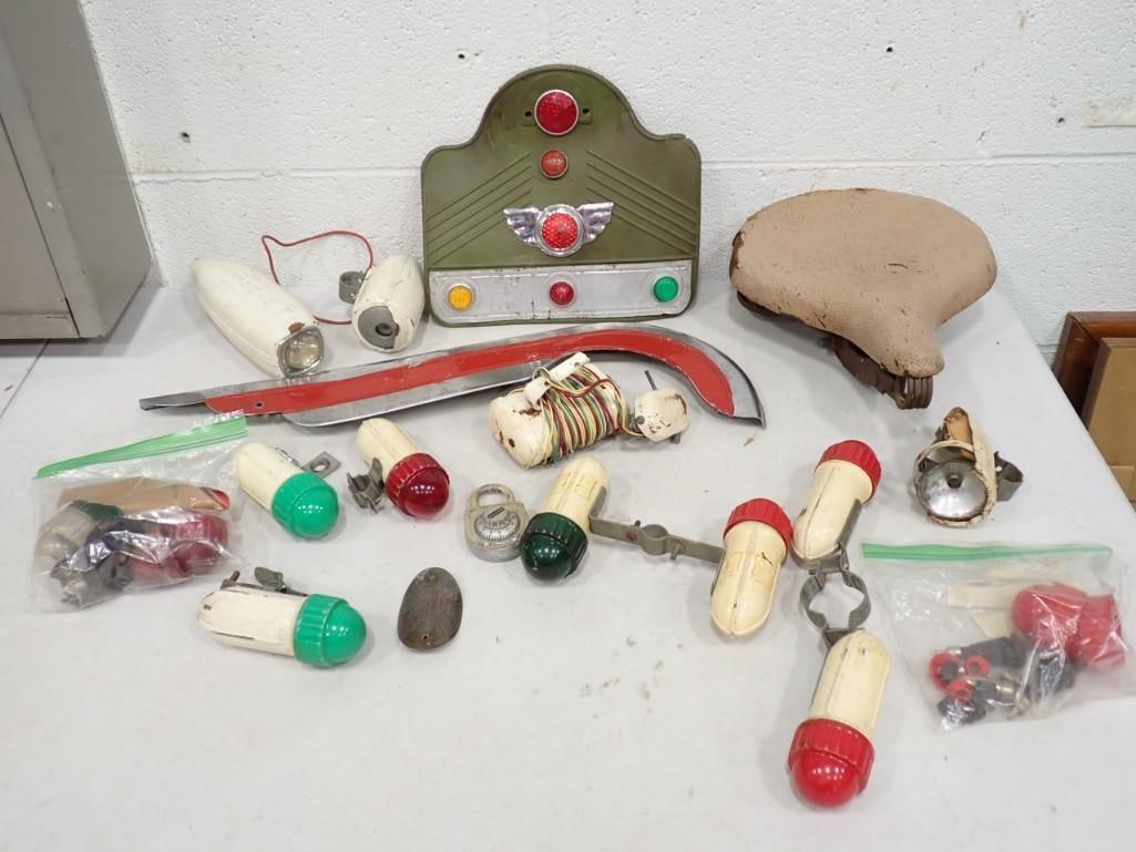 Vintage Bike Accessory Lot including Lights, Seat, lock, etc. (1 of 14)