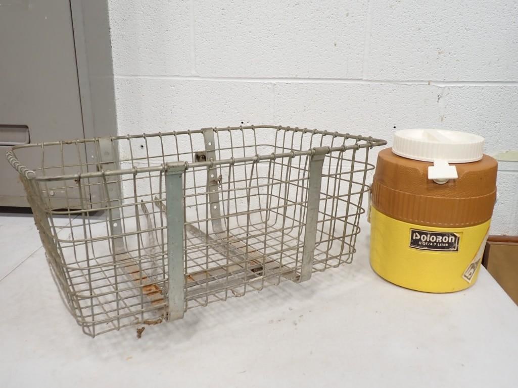 Vintage Wire Bicycle Basket, Poloron 5 quart water cooler (1 of 7)