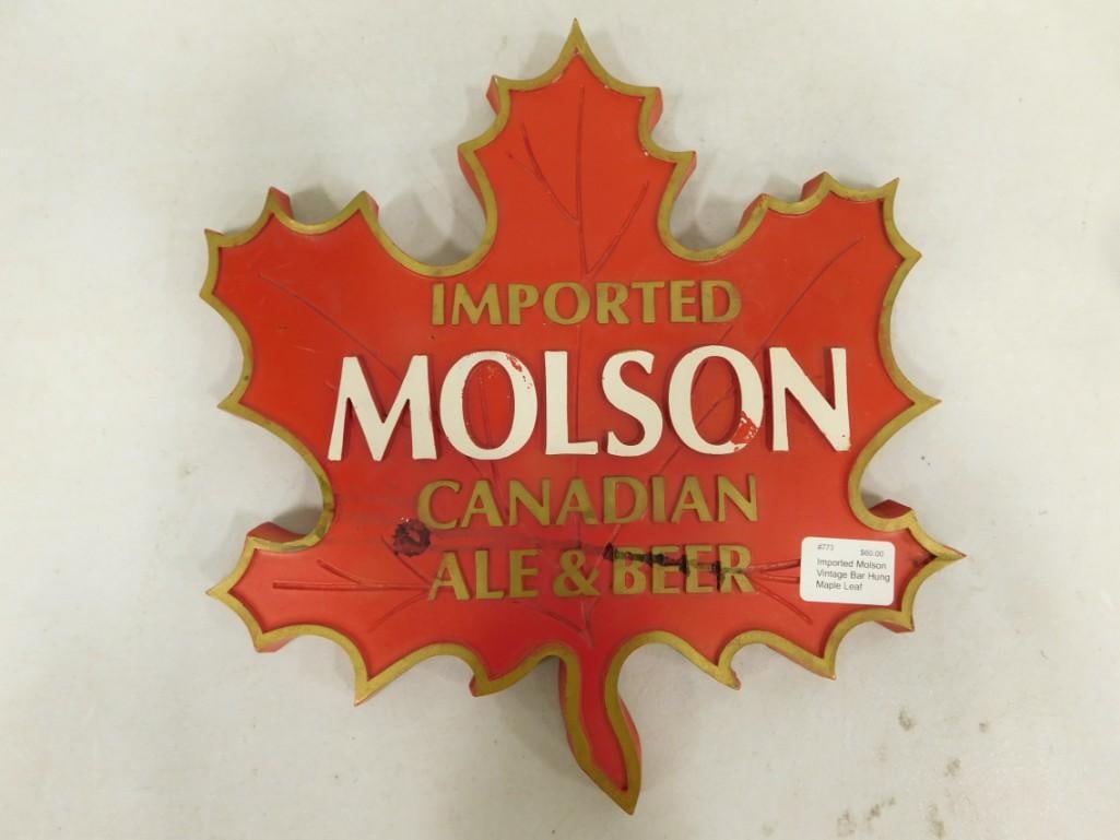 Vintage Molson Beer Maple Leaf Bar Sign (1 of 3)