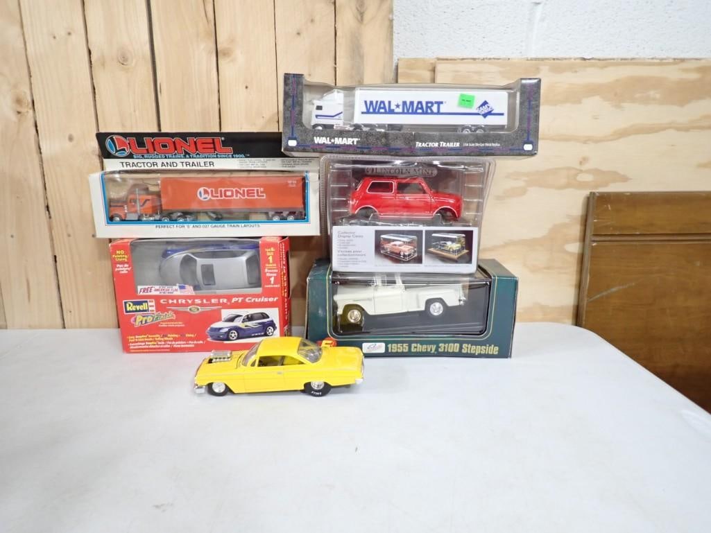 Lot of Model Cars and Trucks incl Die Cast 1955 Chevy 3100 Stepside, Lincoln MIni, (1 of 6)