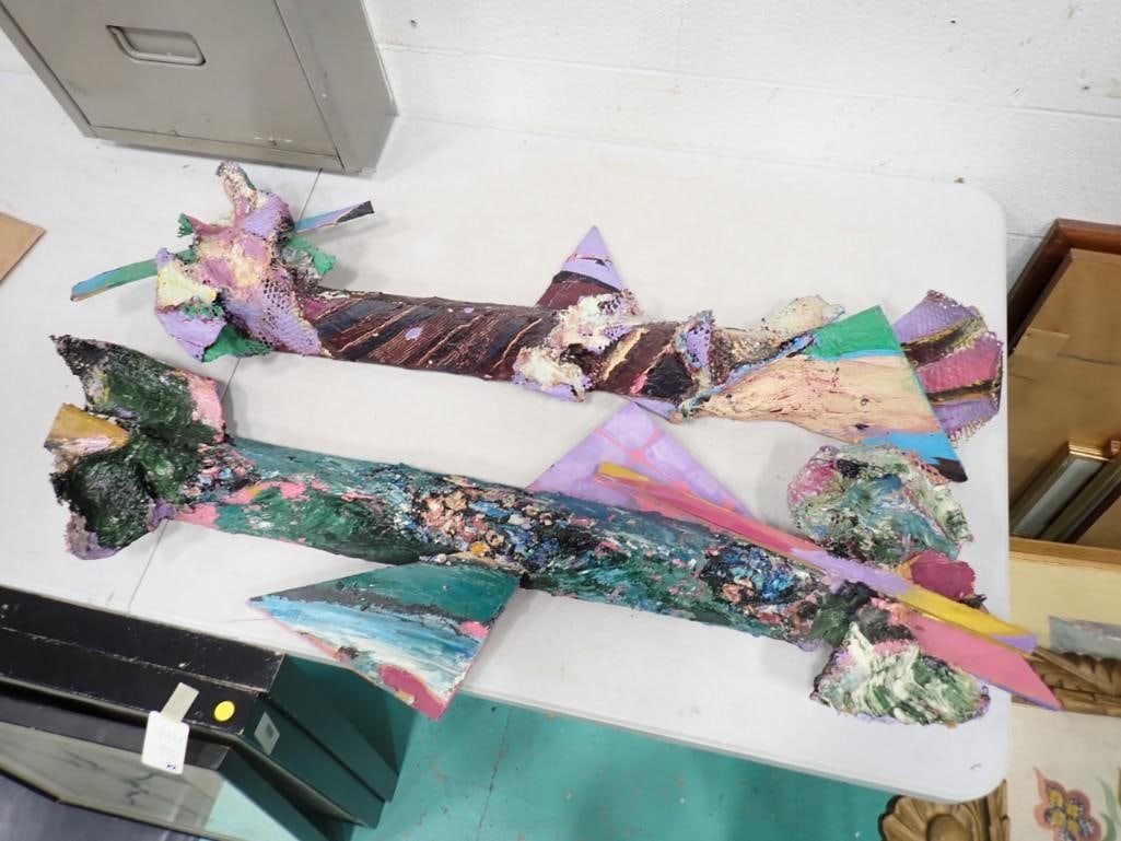 Chuck Magistro 1981  "Saquaro VI" and "Squaro XII" Mixed Media On Wood Art Pieces (1 of 8)