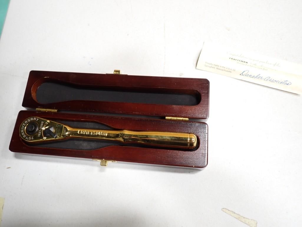 22K Plated 75th Anniversary Craftsman Socket Wrench with wood case (1 of 5)