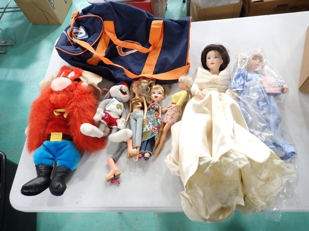 Misc. Toy Lot including Bratz Dolla, Other Dolls - Barbie, Chicago Bears Bag, Bugs Bunny: Misc. Toy Lot including Bratz Dolla, Other Dolls - Barbie, Chicago Bears Bag, Bugs Bunny, Yosemite Sam Plush, etc.