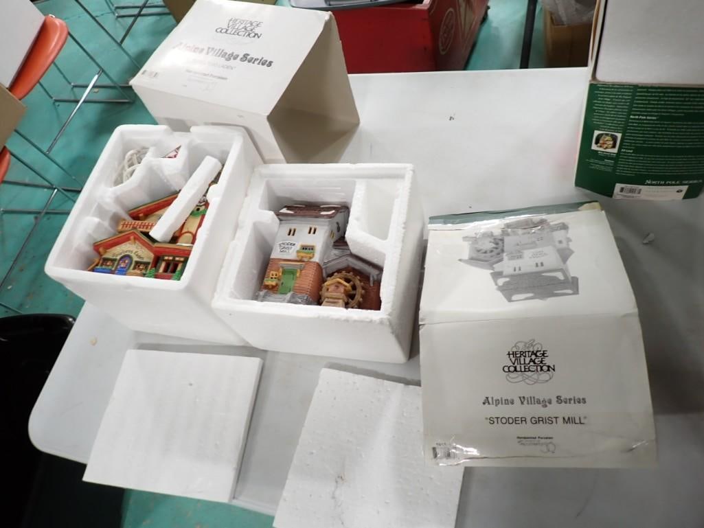 Dept 56 Heritage Village Collection Alpine Village Series "Spielzeug Laden" and "Stoder Grist Mill": Deptartment 56 Heritage Village Collection Alpine Village Series "Spielzeug Laden" and "Stoder Grist Mill" with Boxes