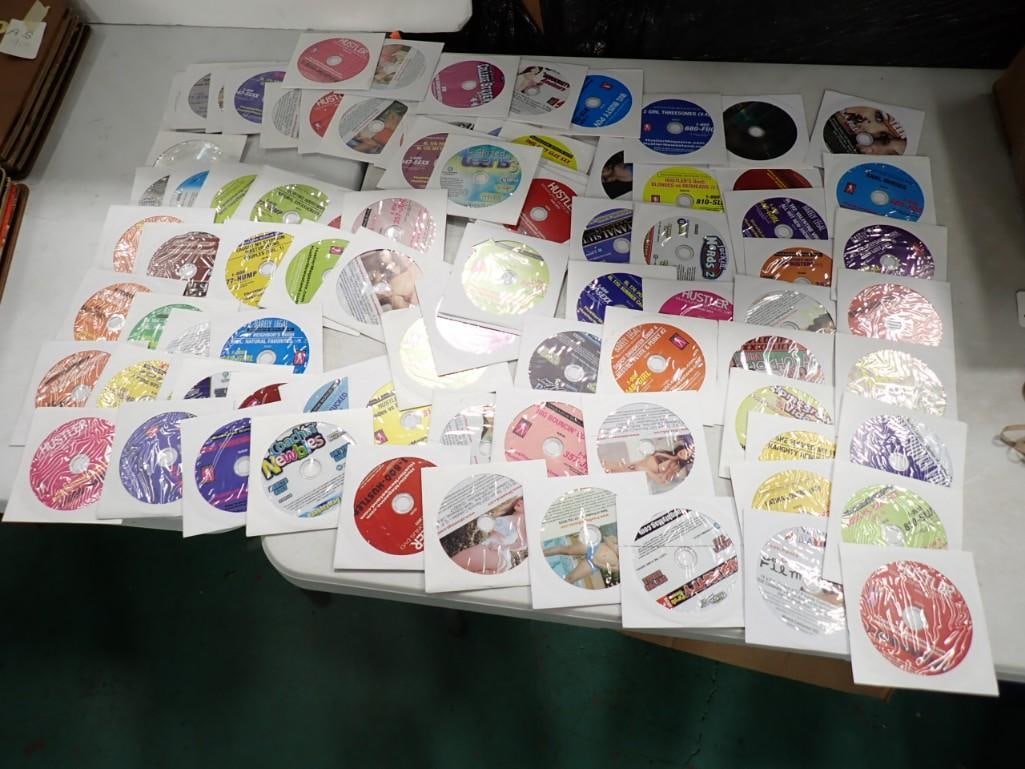 Huge Lot of roughly 100 Adult Movie DVDs including Hustler, Barely Legal, Many with spicy names! (1 of 10)