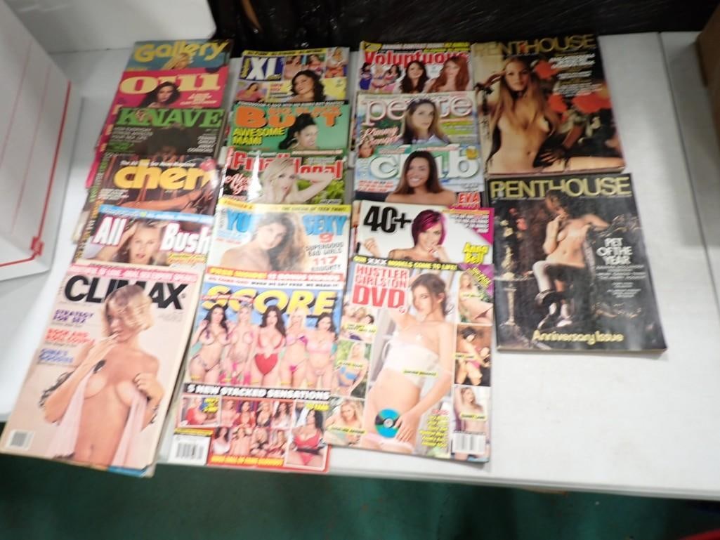Assorted Adult Magazines including Climax, Cheri, Oui, Gallery, All Bush, 40+, Penthouse, Voluptuous (1 of 6)
