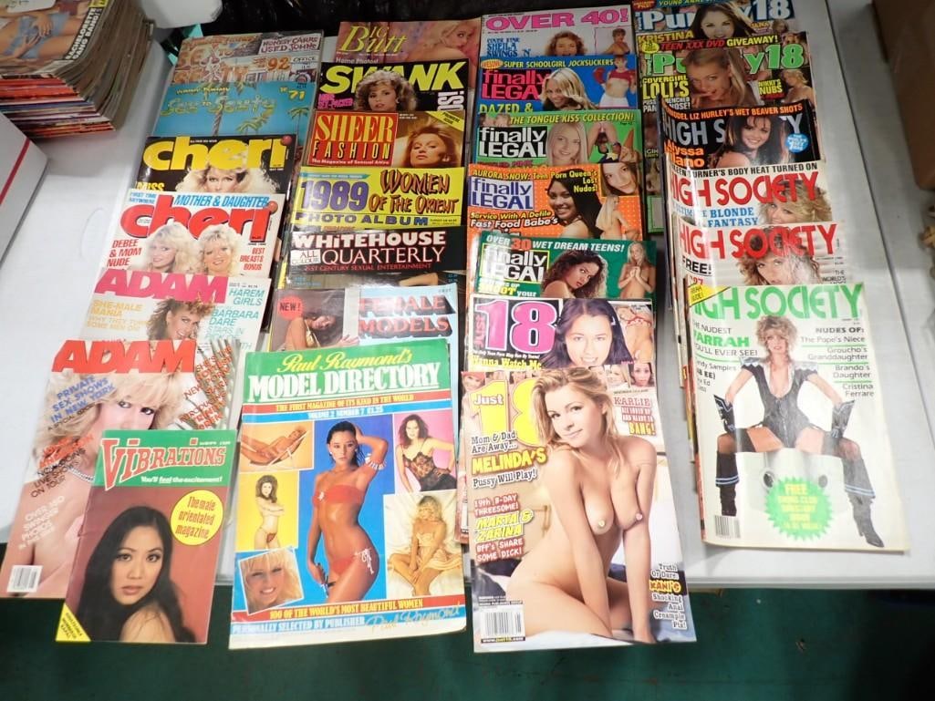 Adult Magazine Lot including Sex to Sexty, Cheri, Adam, Vibrations, Just 18, High Society, Big Butt (1 of 7)