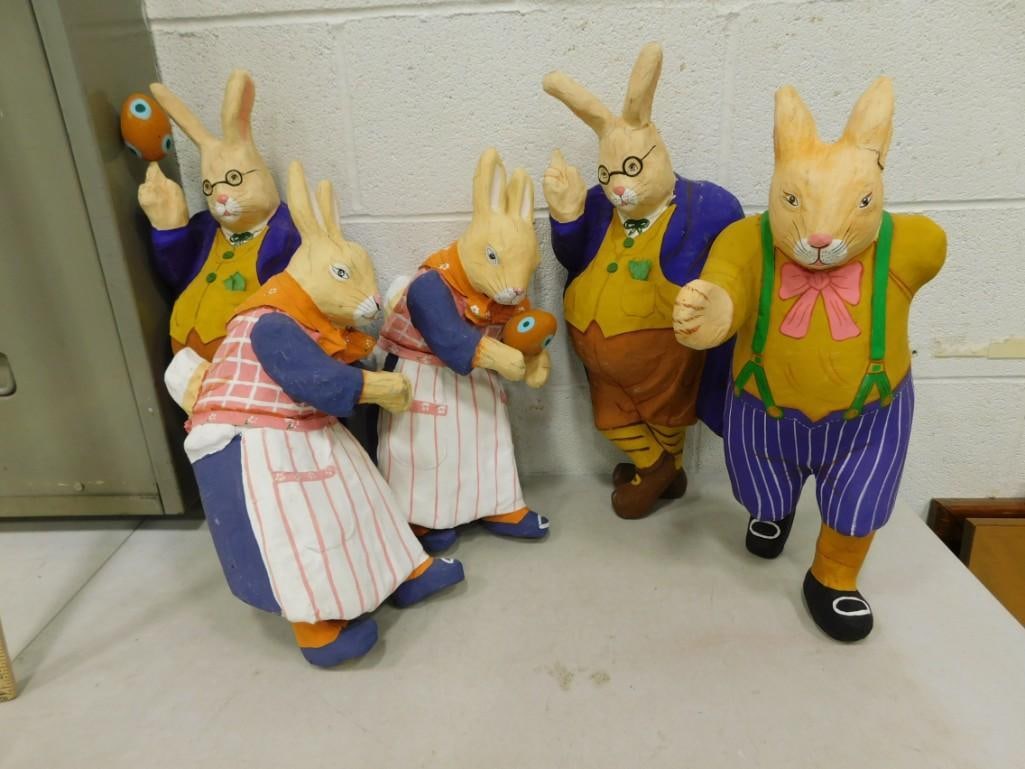 Vtg Large Dept 56 Paper Mache Bunny Rabbits Lot (1 of 19)