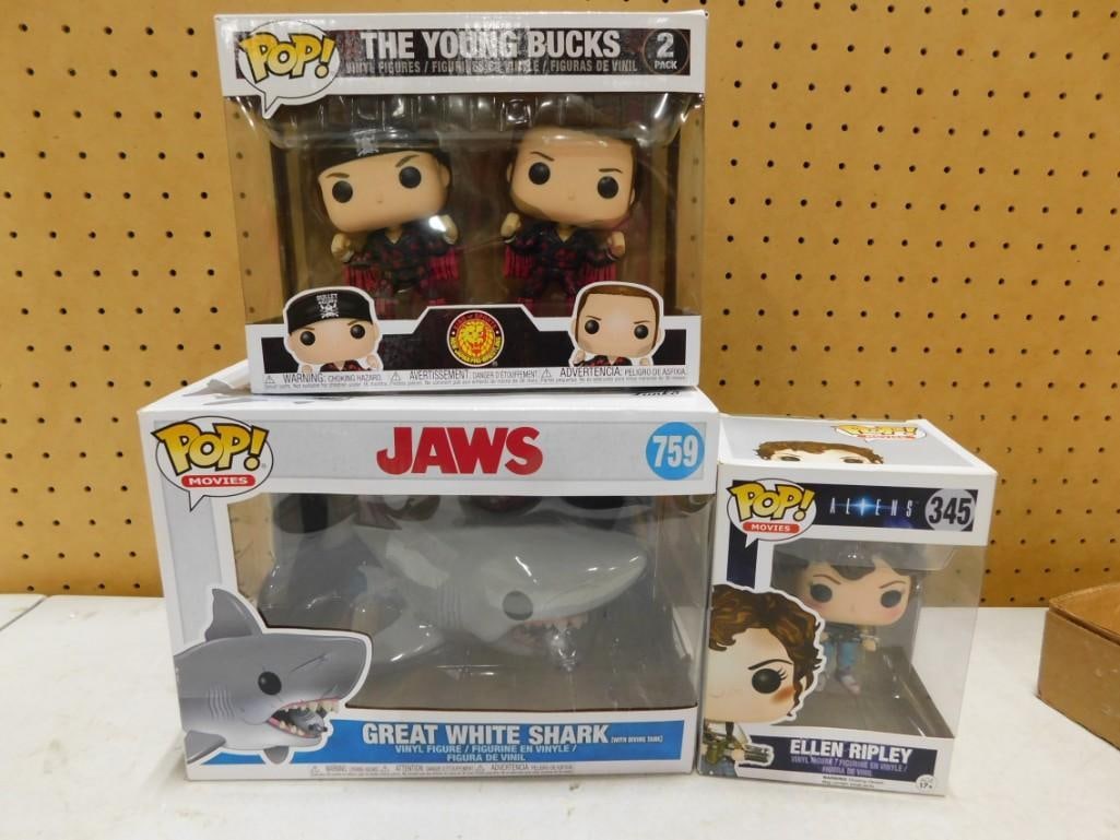 Funko Pop Figures incl Jaws 759, Aliens Ellen Ripley 345, The Young Bucks 2 Pack: Funko Pop Figures incl Jaws 759, Aliens Ellen Ripley 345, The Young Bucks 2 Pack All new in box