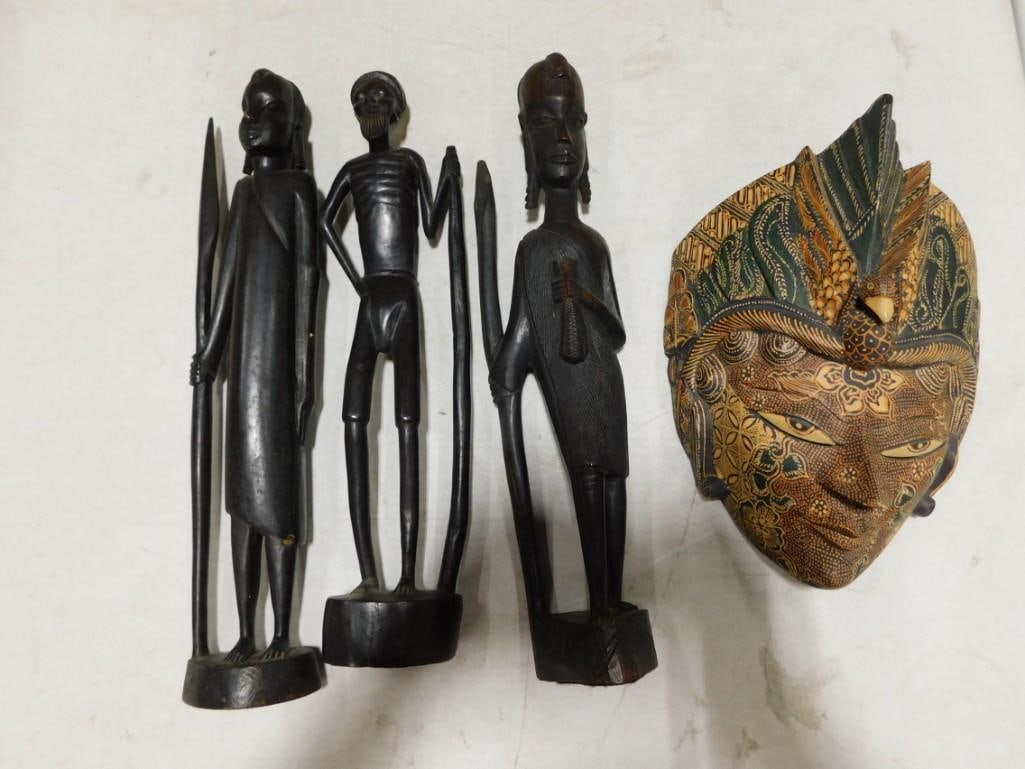 Carved African Figures and a Wall Decor Mask (1 of 5)