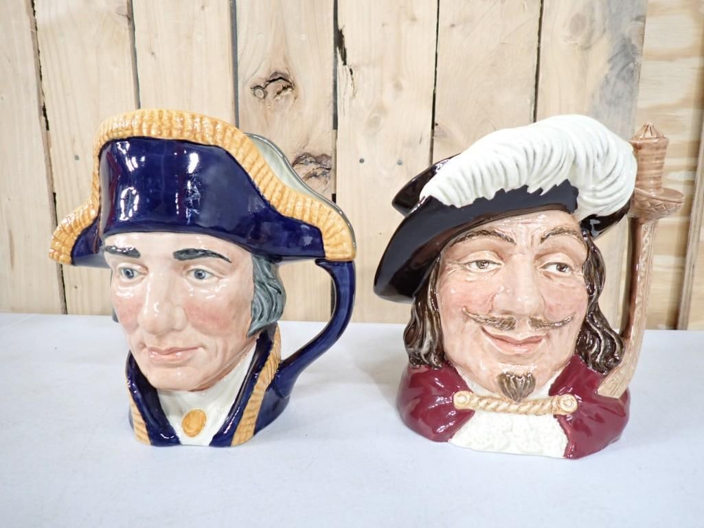 Pair of Royal Doulton Toby Mugs including Lord Nelson and Porthos: Pair of Royal Doulton Toby Mugs including Lord Nelson and Porthos