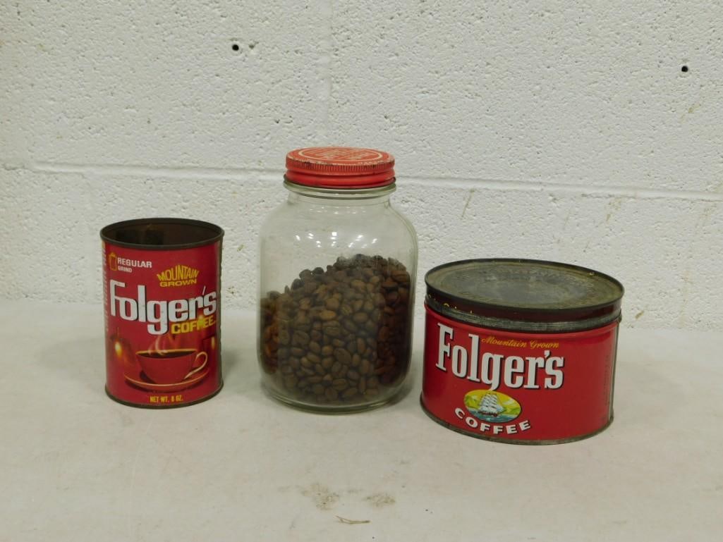 Vintage Coffee Cans and Jar: Vintage Coffee Cans and Jar