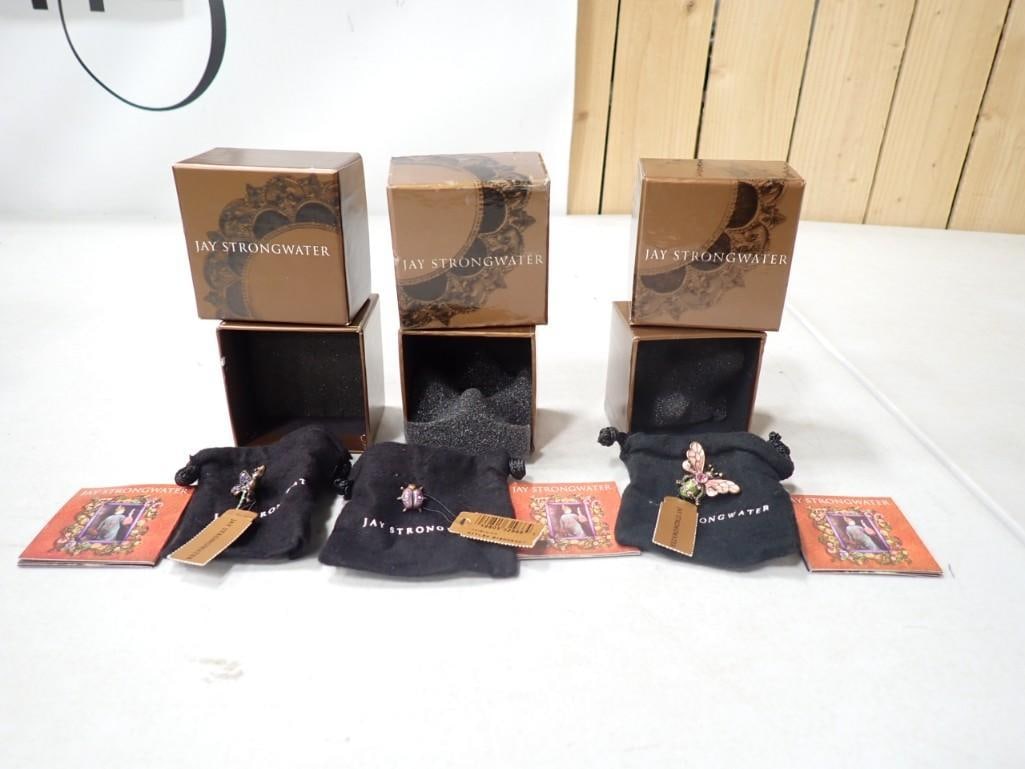 Set of 3 Jay Strongwater Bug Pins w Original Boxes, Tags, and Pouches (1 of 6)