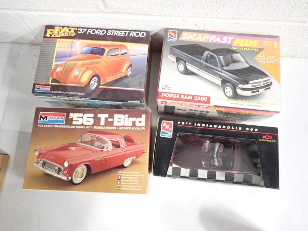 3 Model Car Kits including Mongram Fat Fendered 1937 Ford, 1956 T-Bird, AMT Dodge Ram 2500, plus Ert (1 of 7)