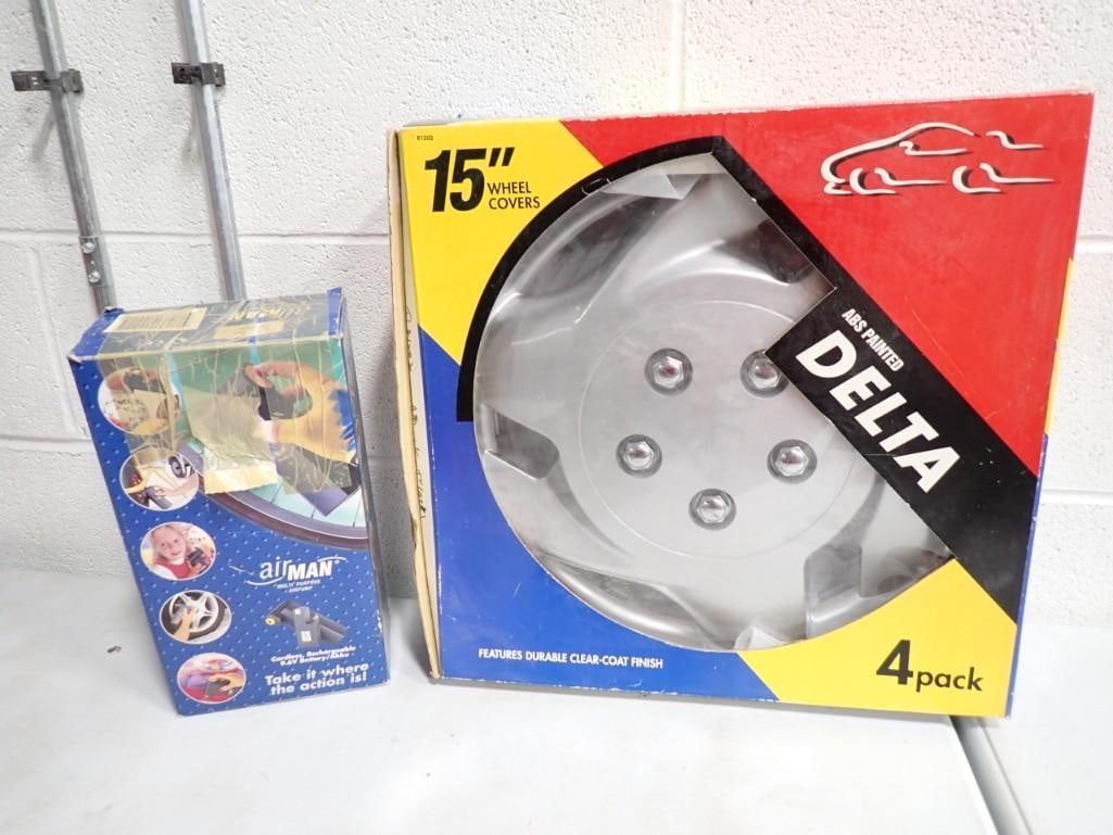 15" Delta Wheel Covers and Air Man portable Air pump: 15" Delta Wheel Covers and Air Man portable Air pump