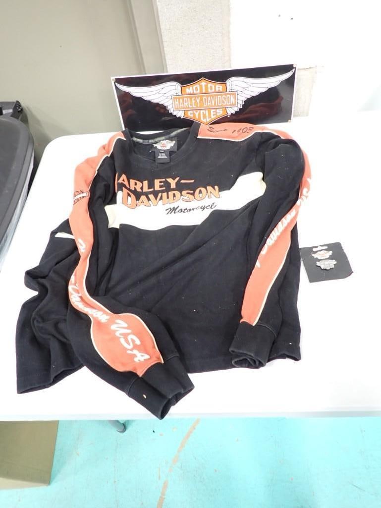 Harley Davidson Sweatshirt size 2XL, Porcelain Sign and Pin (1 of 9)