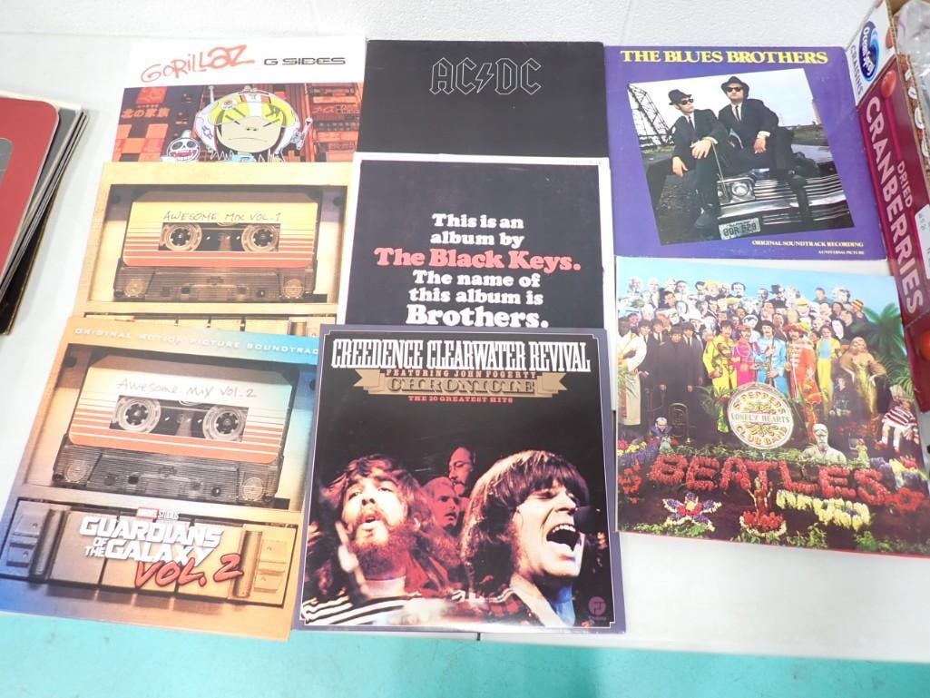 Vinyl Record Albums including The Beatles, Gorillaz, AC/DC, CCR, Guardians of the Galaxy, Blues Brot: Vinyl Record Albums including The Beatles, Gorillaz, AC/DC, CCR, Guardians of the Galaxy, Blues Brothers, Black Keys