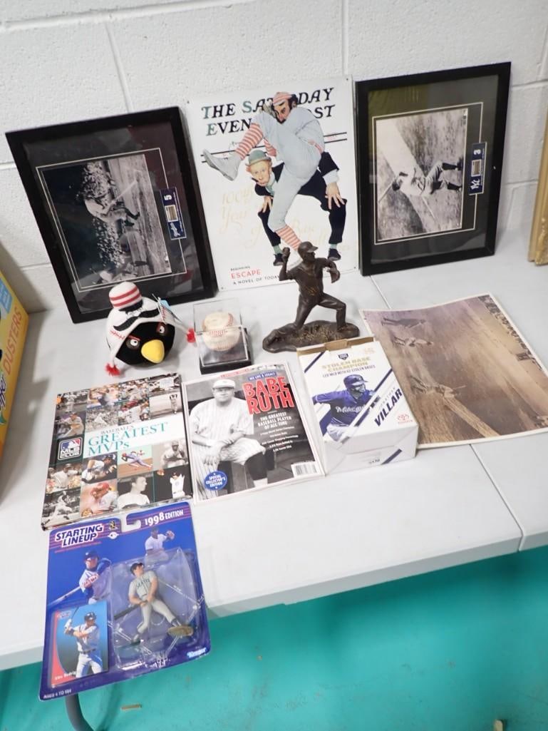 Baseball Lot including Rodriguez Figurine, Bobblehead, Angry Birds Baseball, Babe Ruth picture, Book (1 of 8)
