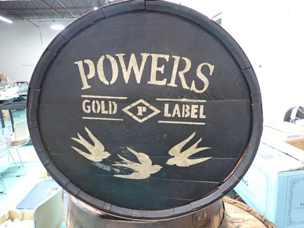Powers Gold Label Whiskey Barrel Top Wall Hanging: Powers Gold Label Whiskey Barrel Top Wall Hanging