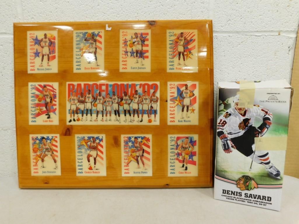 Barcelona '92 Basketball Team Plaque and Denis Savard Bobblehead The Private Bank (1 of 5)