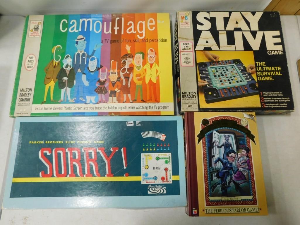 Vintage Board Games incl Camouflage, Stay Alive, Sorry, The Perilous Parlor Game (1 of 5)