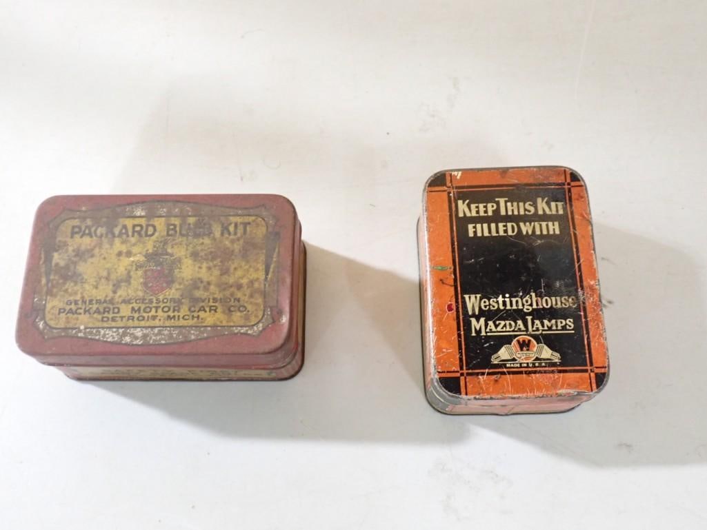 Antique Official Packard Motor Car Comp Automotive Bulbs Tin Container and (1 of 6)