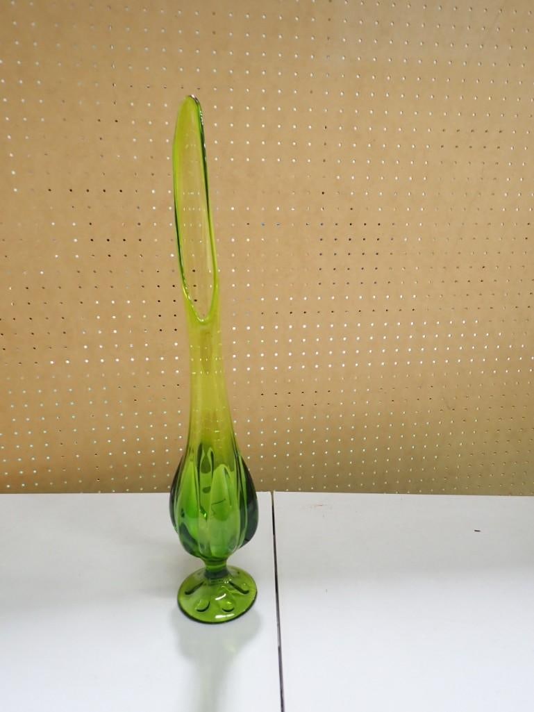 MCM Viking Glass Epic Swung or Stretch Vase 23" Tall 6 Petal Vintage Mid Century Mod Vase (1 of 4)