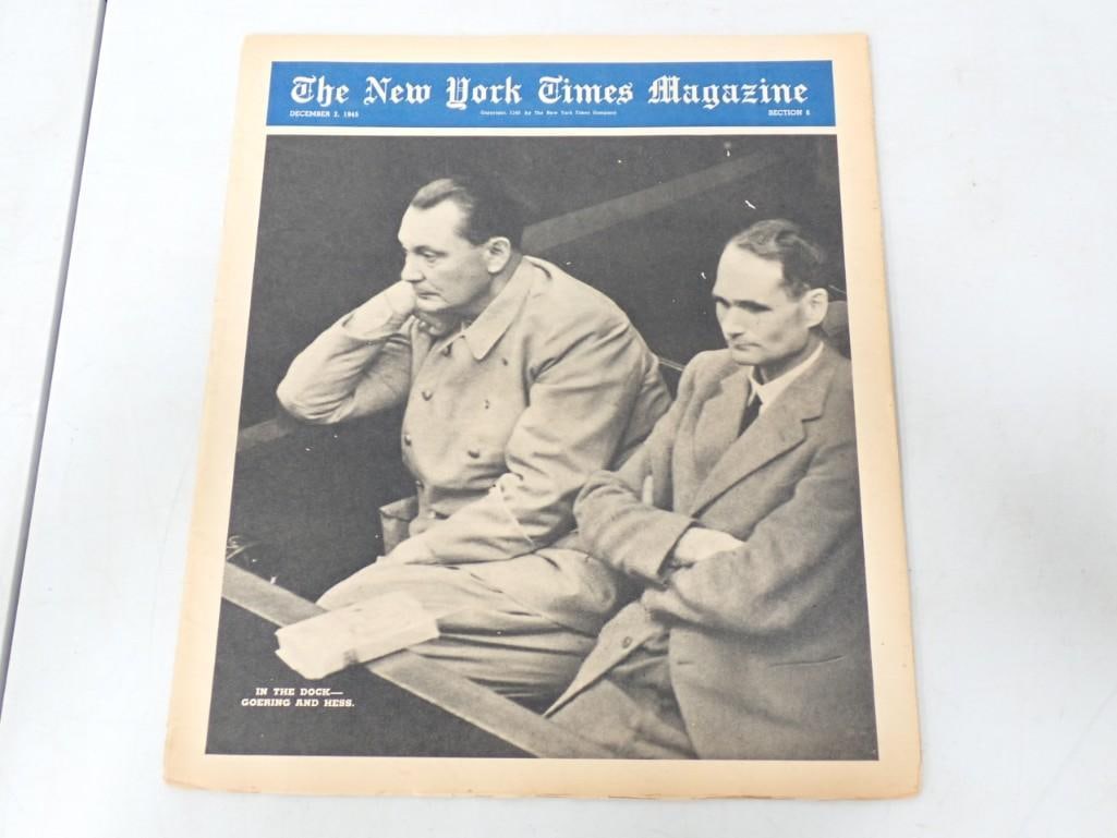 1945 New York Times Pull out Section dated 12-2-1945 with Goring and Hess on the cover: 1945 New York Times Pull out Section dated 12-2-1945 with Goring and Hess on the cover - historical piece on the trials - decent shape considering the age and it's complete.